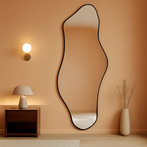 Irregular Mirror 63"X24" Cloud Vanity Mirror Wall Decor, Black
