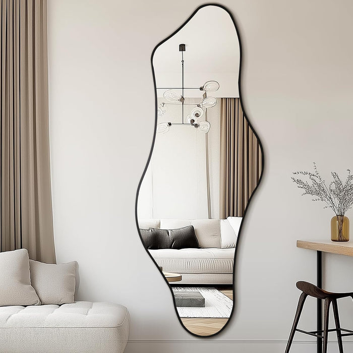 Irregular Mirror 63"X24" Cloud Vanity Mirror Wall Decor, Black