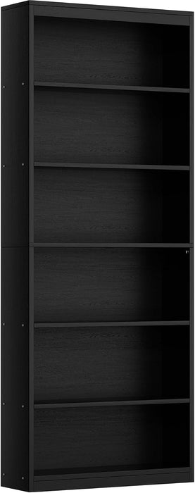 6-Tier Bookshelf, Tall Bookcase & Display Storage Shelves, Black