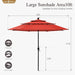 10Ft 3 Tier Auto-Tilt Patio Umbrella,Wind Resistent,Outdoor Patio Umbrellas Double Vented Umbrella with Crank for Pool Garden Backyard, Red