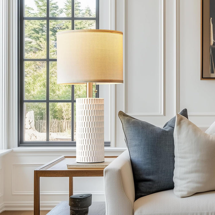 Table Lamps for Living Room Set of 2, Ceramic Table Lamps for Bedroom, 20" Modern Lamps for Night Stands, White