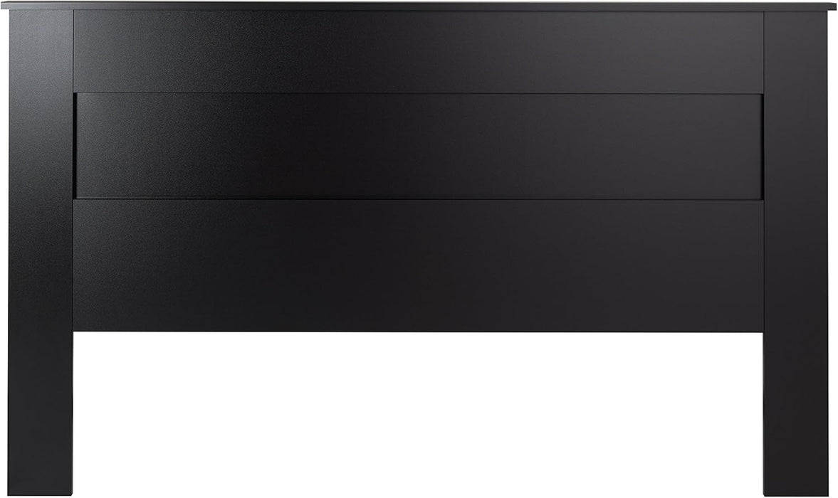 Stylish Flat Wood Panel Headboard for King Size Beds, Simplistic Wooden King Headboard 2.25" D X 81" W X 48" H, Black, BHFK-1301-1