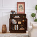 Wooden Sideboard Buffet Cabinet with Open Storage & Adjustable Shelves,Farmhouse Narrow Entryway Cabinet with Socket Hole & Anti‑Tip Kit,Slim Accent Cabinet for Small Spaces (Walnut 31.7")