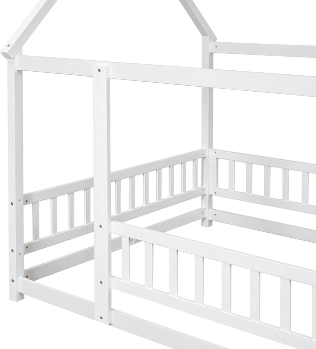 Full Size Wooden Montessori Farmhouse Playhouse Bed