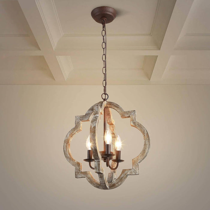 Rustic Farmhouse Wood Orb Chandelier Pendant Light