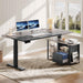 L Shaped Standing Desk with Power Outlets, 70.1" Electric Standing Desk Adjustable Height Sit Stand Corner Standing Desks Executive Desk with Drawers & Shelves, Grey + Black