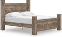 Signature Design by Ashley Keithland King Size Bed Frame with Poster Headboard, Traditional Bedframe in Wood with Hickory Grain Look, Bedroom Furniture, Deep Brown