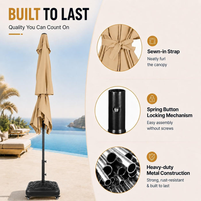 Yaheetech 6.5X10Ft Rectangular Patio Umbrella W/Easy Tilt & Crank, Tan