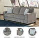 Queen Sofa Sleeper Light Gray Chenille Upholstered