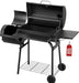 Charcoal Grill Offset Smoker, 744.5 Sq.In Outdoor BBQ Smoker Grill with Side Fire Box, 4-Position Charcoal Pan, Built-In Thermometer, Side Table & Wheels for Backyard Patio Camping