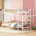Full over Full Metal Bunk Bed with Storage Ladder and Wardrobe, Modern Iron Bunk Bed Frame with Built-In Shelves and Guardrails for Bedroom, White
