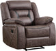 Manual Recliner Chair, Faux Leather Single Reclining Sofa Chair with Overstuffed Armrest and Headrest, for Living Room, Bedroom Furniture, Meeting Room, Grey