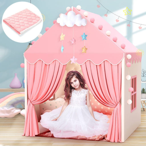 Kids Play Tent with Mat for Girls Large Fairy Playhouse for Kids Princess Cas...