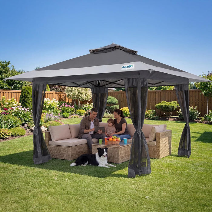 13'X13' Pop up Gazebo Canopy Tent, One Person Set up Portable Instant Folding Shelter, Outdoor Canopy Tent with Extra Shade for Backyard, Patio, Party
