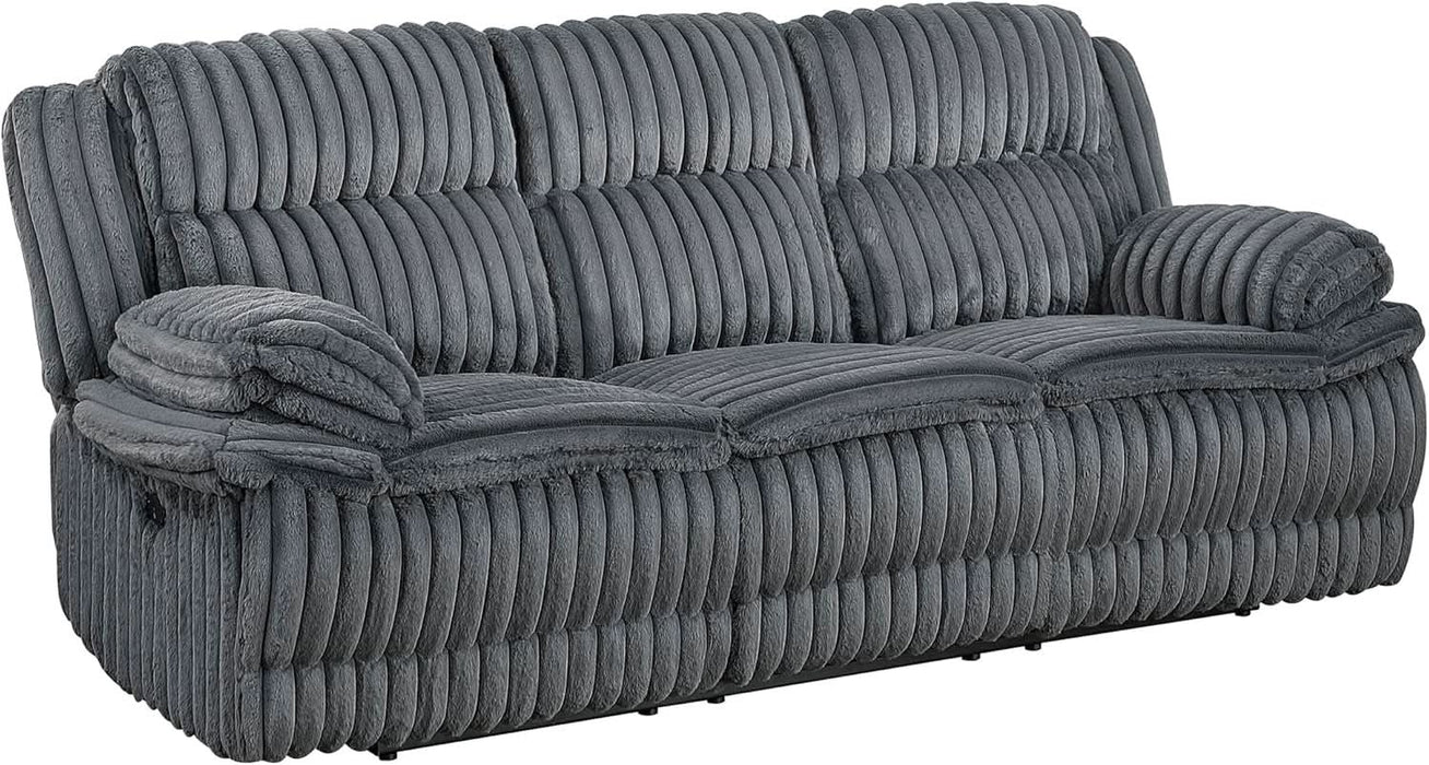 Mnul Double Reclining Sof, Corduroy Mnul Wll Hugger Recliner Couch, Pillow Top rms, Plush Fom Cushions over Pocket Coils, Cozy Reclining Sof for Living Room, Drk Gry