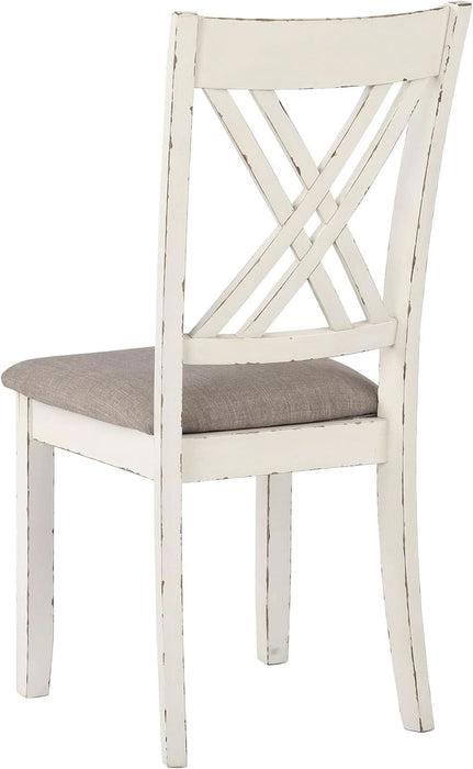 Home Furnishings - Fortress - Wood - 7-Piece Rectangular Dining Table Set – Farmhouse Style with Double-Cross Back Armless Side Chairs - Dining Room - Vintage White, Chestnut Brown - 190721