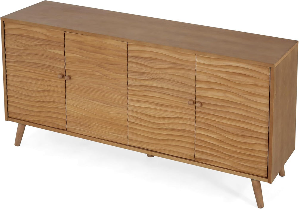 Jope Wooden Sideboard Cabinet, Large Sideboard Buffet Cabinet, Living Room Accent Storage Cabinet with Adjustable Shelves,Kitchen Cabinet Organizer for Coffee Bar,Natural Brown