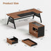 L Shaped Computer Desk with Mobile File Cabinet & Power Outlets, Executive Home Office Desk with Storage Drawers, Pegboard, Cable Management, Reversible L Desk for Work & Gaming, Black + Brown