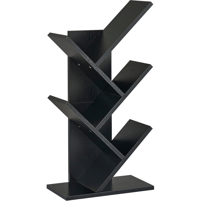 4 Tier Tree Bookshelf, 4 Shelf Bookcase, Free Standing Tree Bookcase, Display Floor Standing Shelf for Books, Book Organizer Shelves for Home Office, Living Room, Bedroom, Black