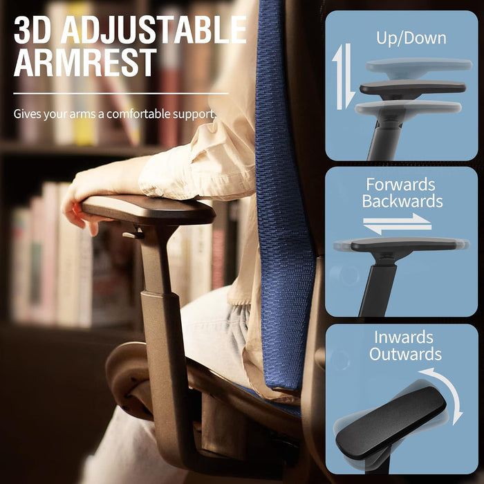 Ergonomic Mesh Office Chair,Comfy Computer Desk Chair - BIFMA 5.1 Certified Commercial Swivel Task Chair for Home Office - Adjustable Lumbar Support & Armrests,Tilt Function,Wide Seat