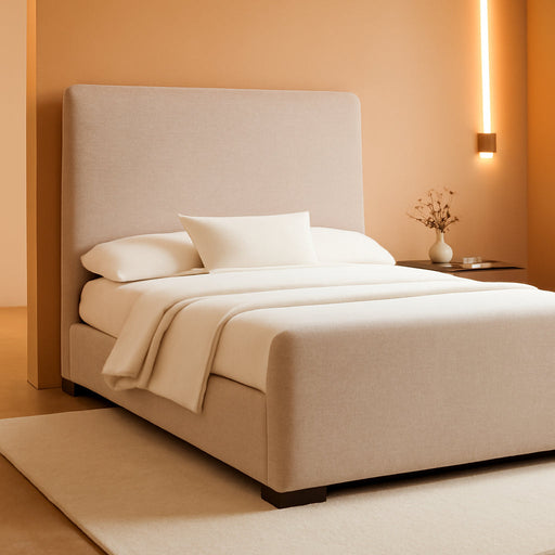 Adele Upholstered California King Platform Bed in Beige