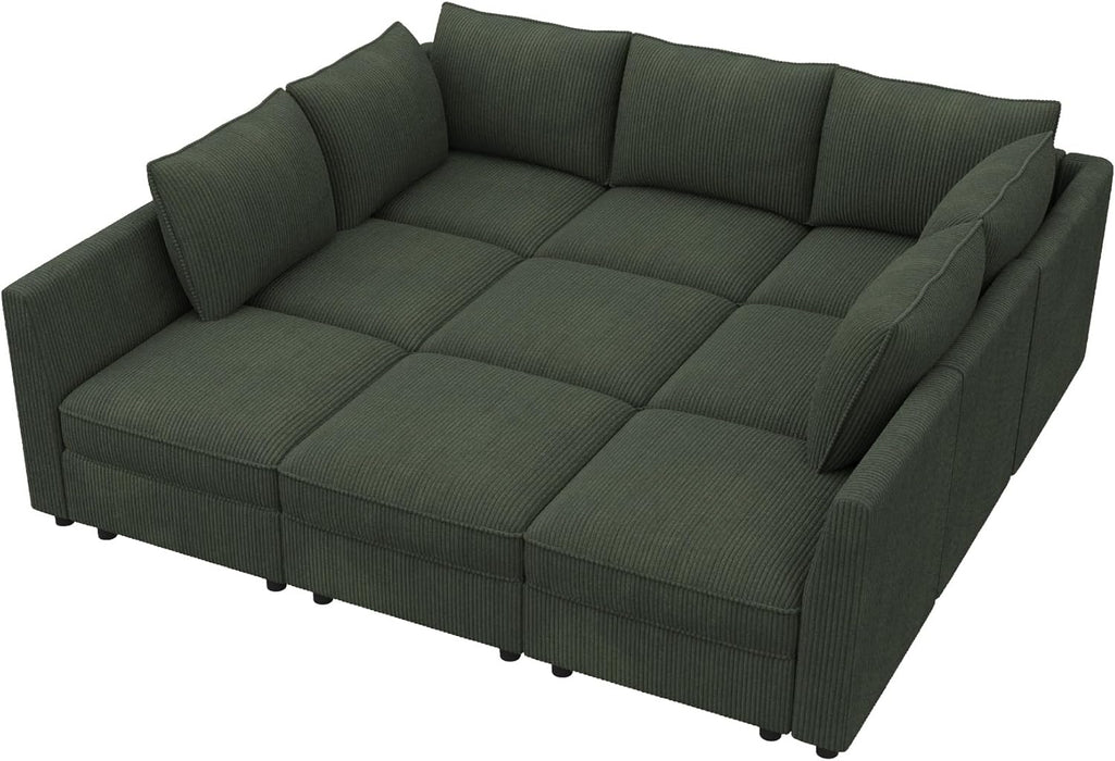 Emerald Green Modular Sleeper Sofa With HiddenStorageCompartment