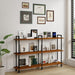 Industrial Bookshelf, Pipe Shelf Bookcase, 3 Tier, 60" Rustic Brown | Solid Pine Shelves, 60 Inch Wide, Black Pipe Frame, 70 Lbs per Shelf, Open Bookcase for Books, Plants, Office