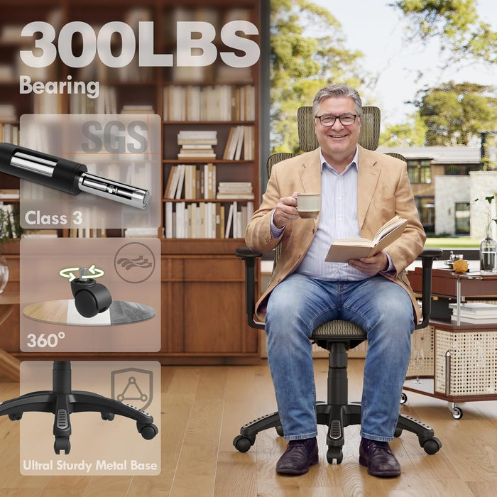 Ergonomic Office Chair with 3D Headrest, T23 High Back Mesh Desk Chair with Adjustment Lumbar Support & 3D Armrests, Chair, Big and Tall Swivel Computer Chair for Home Office, Gaming(Mocha)