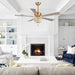 52 Inch Gold Ceiling Fans with Lights and Remote Crystal Chandelier Fan