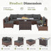 Patio Furniture Set with Fire Pit Table 8 Pcs Modular Dark Grey