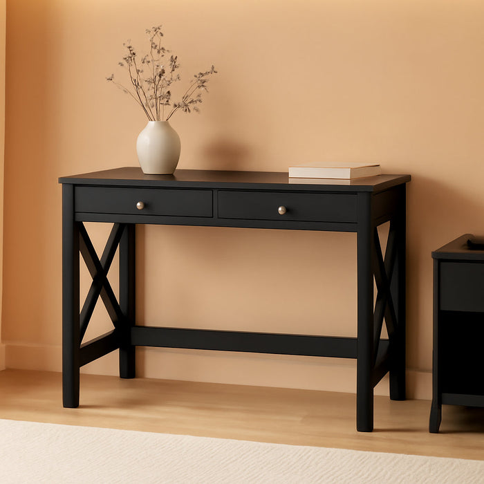 Home Office Desk Writing Computer Table Modern Design Black Desk with Drawers, Makeup Vanity Table