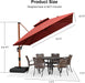 Patio Umbrella 10Ft Double Top Wood-Grain Finish, Brick Red