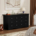 GlossyBlack SixDrawer Dresser 52Inch Contemporary Storage