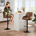 Bar Stools Set of 4, Adjustable Barstools, Counter Height Stools with Back and Arm, Kitchen Island Stools, Swivel PU Chairs for Pub, Dining Room, Industrial Style, Dark Brown