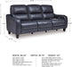 Mercomatic Contemporary Leather Match Wall Hugger Power Reclining Sofa with Adjustable Headrest and USB Ports, Blue