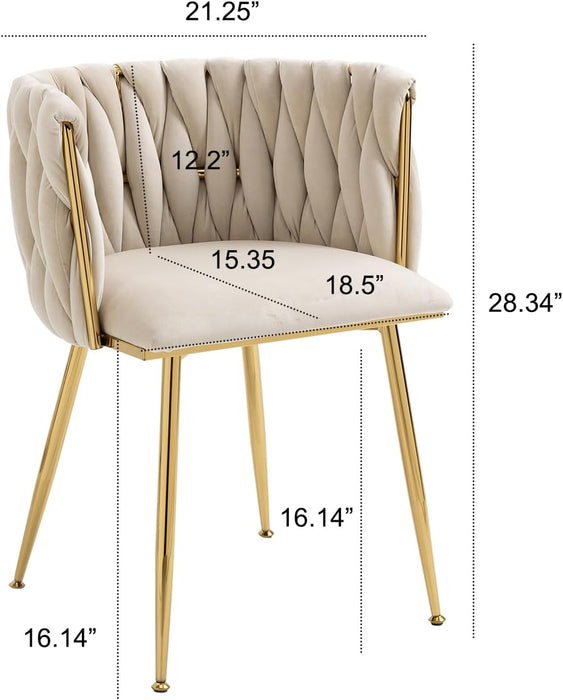 Modern Velvet Dining Chair with Gold Metal Legs, Set of 4 Luxury Tufted Dining Chairs for Living Room, Bedroom, Kitchen