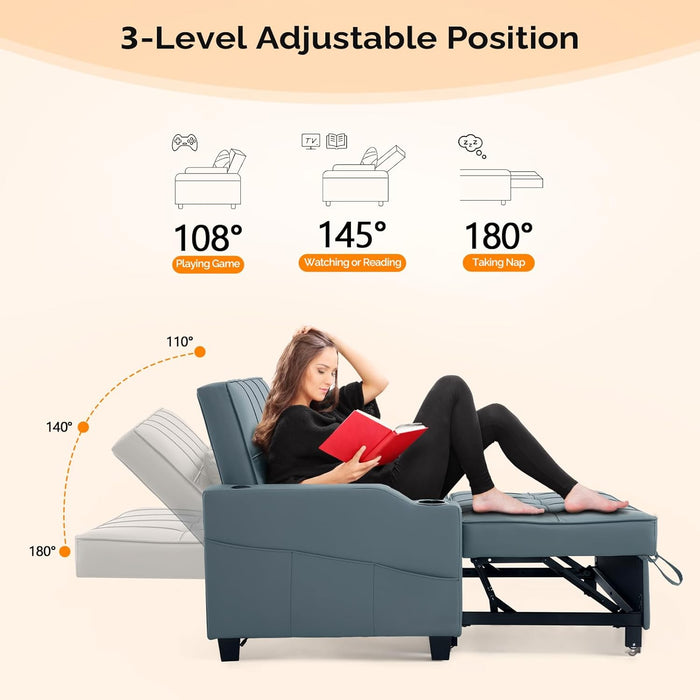 BlueGrey Ultracomfy Convertible Futon SofaBed USBPorts