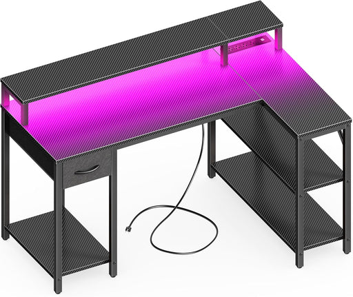 47Inch L Shaped Gaming Computer Desk PowerOutletsPlus