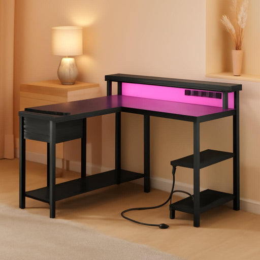 47Inch L Shaped Gaming Computer Desk PowerOutletsPlus