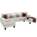 Modern U-Shape Sectional Sofa, Chenille Fabric Modular Couch, 4 Seat Oversized Sofa with Chaise for Living Room, White