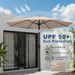 9Ft Patio Umbrella with Push Button Tilt and Crank,Outdoor Market Table Umbrella UV Protection 8 Sturdy Ribs for Backyard,Garden,Pool,Deck(Beige)