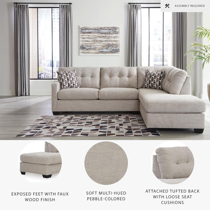 Beige Sleeper Sectional Featuring Chaise Memory Foam