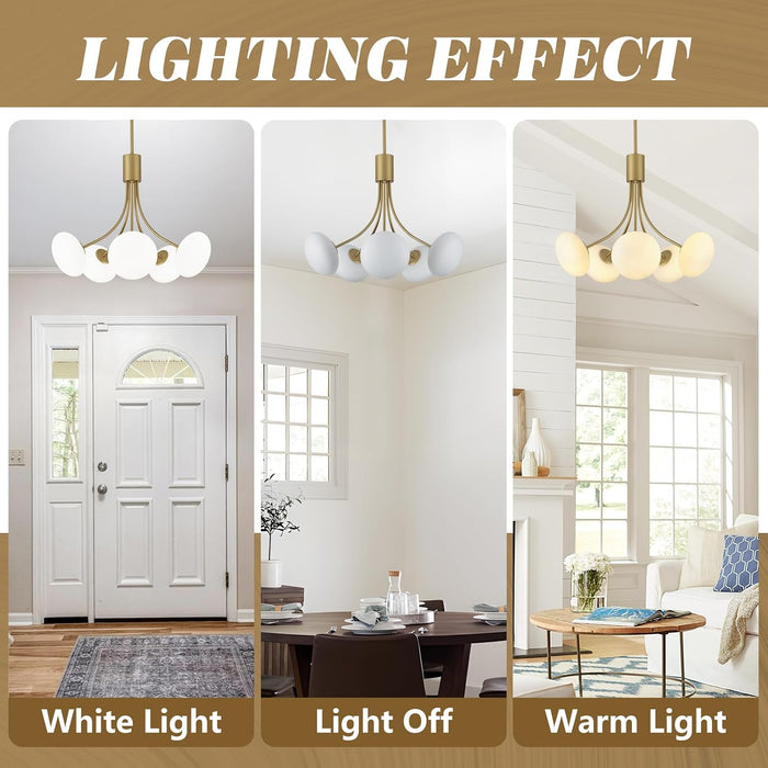 Mid Century Modern Chandelier,G9 Gold Vintage Chandelier Modern 5-Light