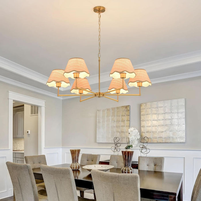 6-Light Boho Rattan Chandelier 39″ Rattan Pendant Light with Hand-Woven Shade Adjustable Height Vintage Dining Room Chandelier for Kitchen Island Living Room Bedroom Foyer E26 Base