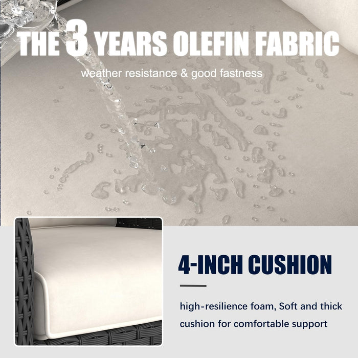 6 Pieces Outdoor Patio Furniture Set, Rattan Wicker Sectional Swivel Rocker Chairs Sets