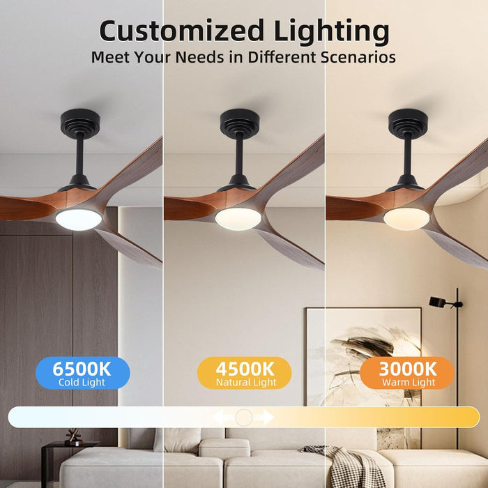 72in Walnut Outdoor Ceiling Fan With Lights