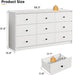 PureWhite Nine Drawer Dresser 59 Inches StorageBin