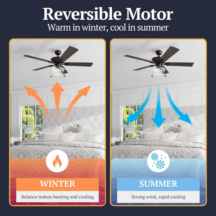 52 Inch Modern Farmhouse Integrated Led Ceiling Fan