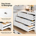 White Dresser 6 Drawer, Wood Dresser Chest of Drawers, Clothes Dressers for Bedroom with Curved Legs and Grooved Drawer Front, French, 47.24" W*15.75" D*33" H