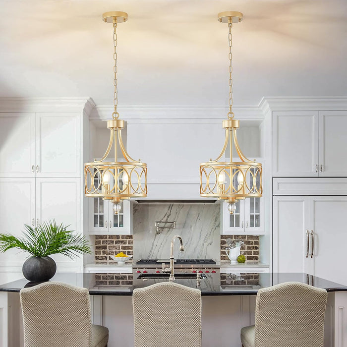 Gold Farmhouse Pendant Chandelier 11 Inch Adjustable
